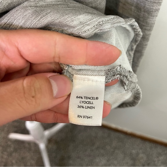 J Jill Womens Med Popover Tunic Shirt Gray Heather L-Sleeve Tencel Linen - Picture 6 of 9